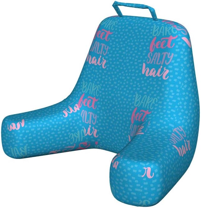 Ambesonne Beach Reading Pillow Cover, Calligraphic Bare Feet Salty Hair Message Ink Inscription with Squares Background, Unstuffed Printed Bed Rest Case from Soft Fabric, XL Size, Multicolor