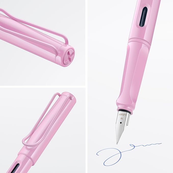 LAMY safari lightrose - Fountain Pen with ergonomic grip & polished steel nib in size EF - ideal for any Writing & Calligraphy - including LAMY T 10 blue cartridge - Right-Handed
