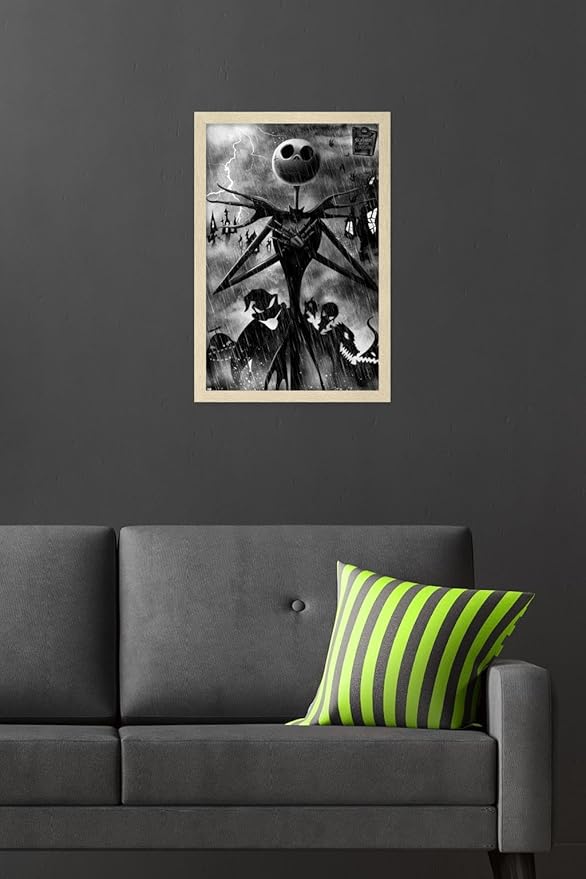Disney Tim Burton's The Nightmare Before Christmas - Shadows Wall Poster, 22.4L" x 14.7W", Blonde Framed Version