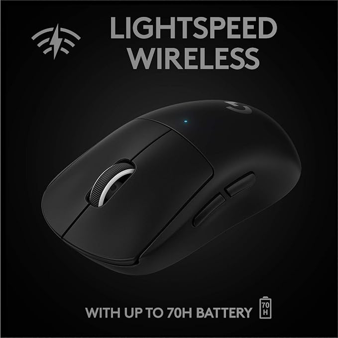 Logitech G PRO X Superlight Wireless Gaming Mouse, Ultra-Lightweight, Hero 25K Sensor, 25,600 DPI, 5 Programmable Buttons, Long Battery Life, Compatible with PC/Mac - Black