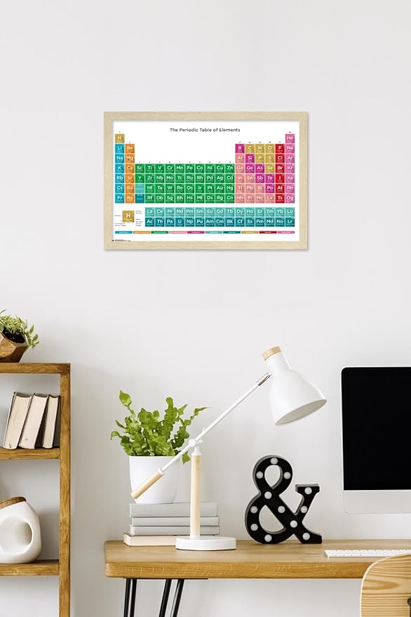 Trends International Periodic Table Of Elements 17 Wall Poster, 22.4L x 14.7W, Blonde Framed Version
