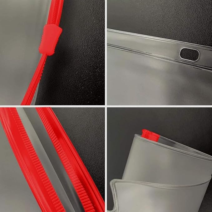 YoeeJob 3 Holes Clear PVC Zipper Binder Pocket Insert Pages Letter Size, 8 1/2"x 11 Loose Leaf Binder Filing Storage Bags 50 Packs (5 Color)