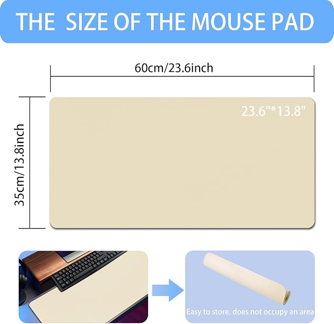 Erasable writable(Frontside) Table mat,Dual Sided Desk Mat, Large Mouse Pad, Notepad, Writing White Board (Includes 7.9"x9.4" Portable Mousepad)