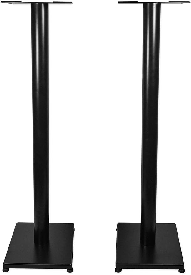 Rockville RS37B 37" Steel Bookshelf Speaker Stands, 60 lbs Capacity, Cable Management, Anti-Vibration Pads, Adjustable Feet, for Home Audio and Studio Monitoring (Pair)