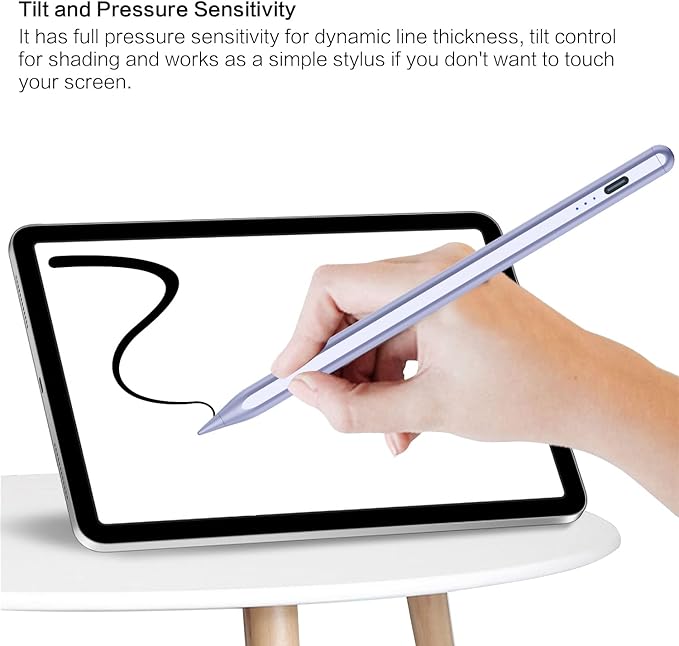 Stylus Pen for iPad 6th-11th Generation, 10 Mins Fast Charge Apple Pencil Compatible with 2018-2025 iPads Pencil, Apple Pen for iPad Pro 11"/12.9"/M4, Air 3/4/5/M2/M3, Mini 5/6 Gen-Purple