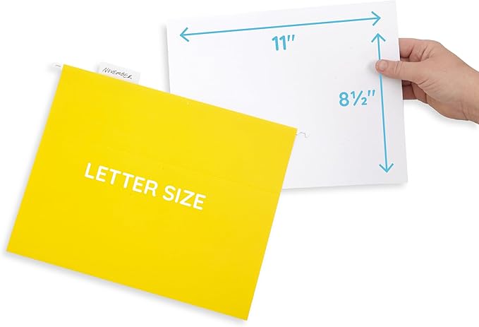Blue Summit Hanging File Folders, Letter Size, Yellow, Great for Organizing and Easy File Storage, 50 Per Box