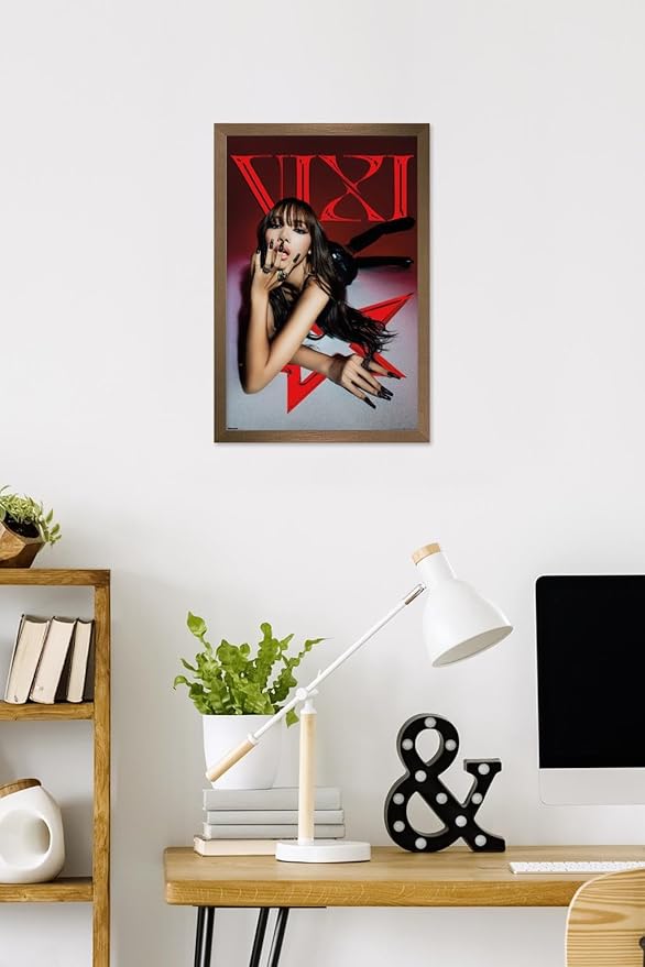 LISA - VIXI Red Star Wall Poster, 22.4L" x 14.7W", Bronze Framed Version