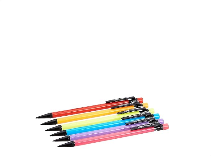 Amazon Basics Mechanical Pencils 0.7mm for Writing, Drawing, School and Office Supplies, Multicolor, 24-Pack