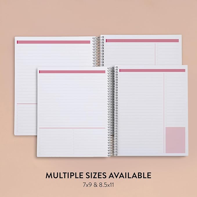 Erin Condren 7” x 9” Productivity Spiral Notebook, Lines & Checklist Layout with 80 Lb. Paper, Hypnotic Cover, 160 Productivity Notebook Pages, Platinum Coil, Stickers Included