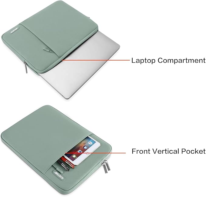 MOSISO Laptop Case 13.3 inch, 13-13.3 inch Laptop Sleeve Compatible with MacBook Air/Pro 13/Pro 14 M5 M4 M3 M2 M1, HP Dell ASUS Lenovo,Polyester Vertical Computer Sleeve Bag with Pocket, Antique Green