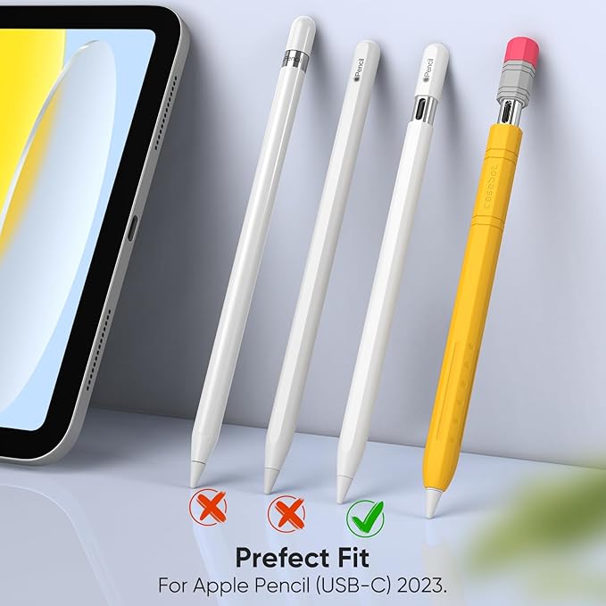 Fintie Silicone Sleeve for Apple Pencil (USB-C), Light Pen Skin Case Cover Soft Protective Anti-Slip Pencil Grip Holder, Supports Magnetic Attachment, Yellow