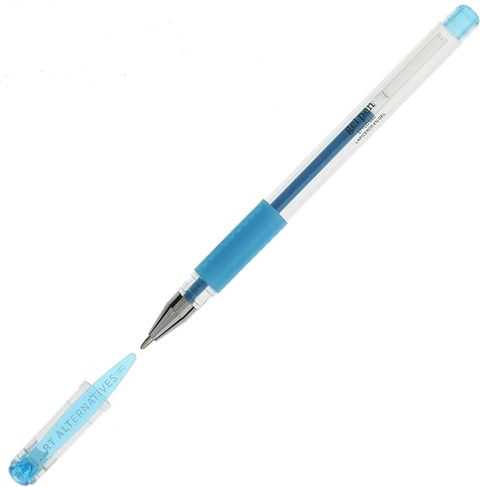 Art Alternatives Gel Pen, Neon Glitter Blue - Ballpoint - Non-Smear + Quick Dry - Writing, Drawing, Coloring, Journal, Planner