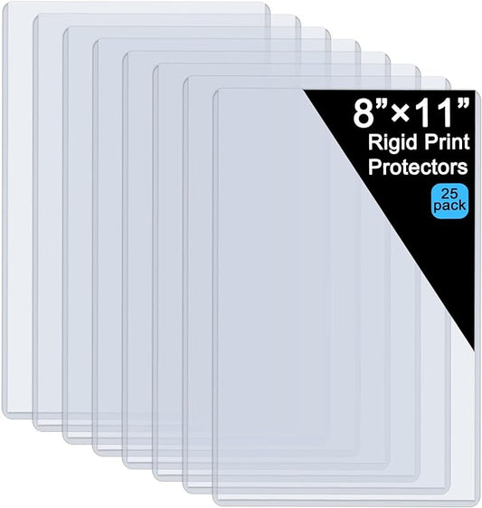 25 Pack 8.5" x 11" Hard Sheet Protectors, Rigid Print Protectors, Clear Waterproof Protectors, Paper Sleeves Photo Plastic Sleeves Hard Plastic Document Holder, Birth Certificate