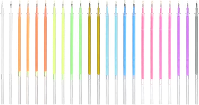 PATIKIL 0.5mm Gel Pens Refills, 24 Pack Glitter Gel Pens Sparkle Metallic Ink Fine Point Colored Refill Set for Adults Coloring Books Journaling Scrapbooking Art Drawing, Multicolor