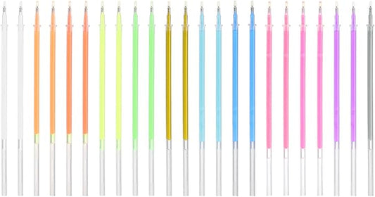 PATIKIL 0.5mm Gel Pens Refills, 24 Pack Glitter Gel Pens Sparkle Metallic Ink Fine Point Colored Refill Set for Adults Coloring Books Journaling Scrapbooking Art Drawing, Multicolor