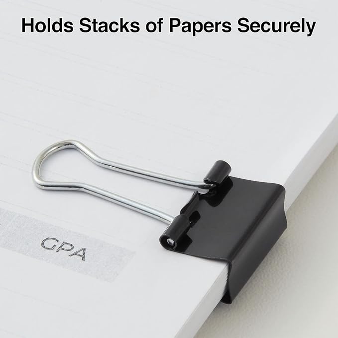 Staples Binder Paper Clips, 3/8 Inch Capacity, Small, 40-Pack, Black