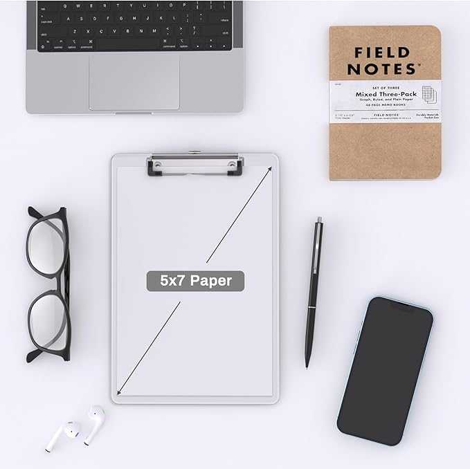 Small Clipboards, A5 Plastic Mini Clear Clip Board for Classroom, Students, Kid, Size 6" x 9" with Low Profile Clip, Office & School Supply