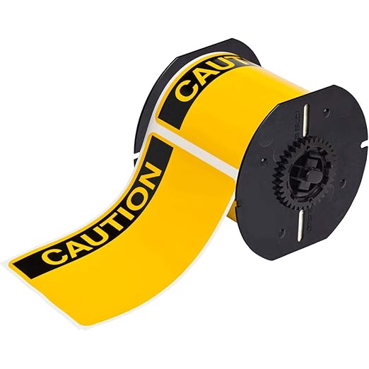 Brady B30-25-595-OSHACA 4" Height x 6" Width, B-595 Indoor/Outdoor Vinyl, Yellow/Black BBP31 Pre-Printed Pre-Cut Labels Tape with Sign Headers, 175 per Roll