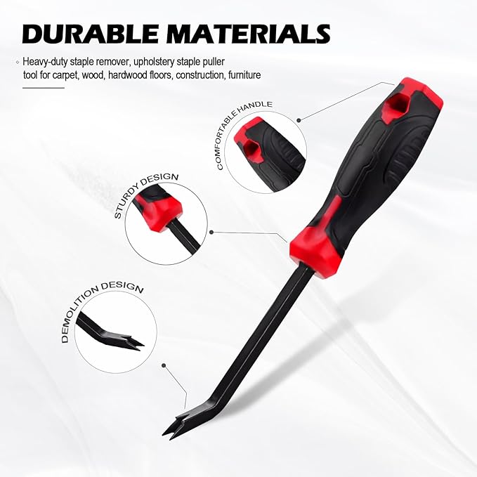 Staple Remover Tool, Stapler Remover, Heavy Duty Staple Extractor for Carpet & Wood Floor, Professional Upholstery Staple Puller with Non-Slip Grip