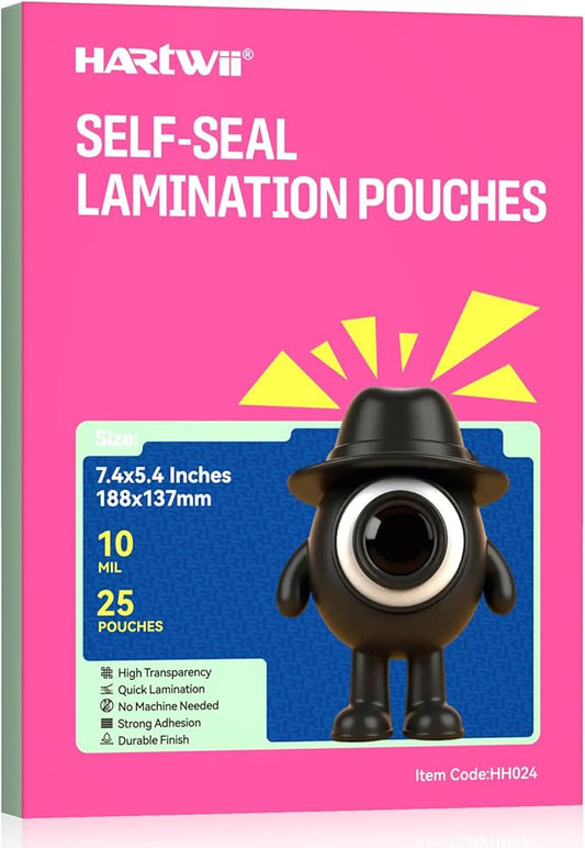 25 Pack Self-Sealing Laminating Pouches 5x7 Inch,10 Mil Thick Double-Sided Self Adhesive Lamination Pouches,Waterproof Photo Laminating Sheets No Laminator Machine Need