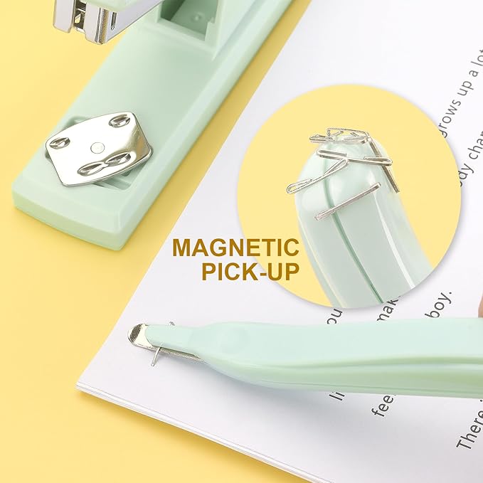 ZZTX Stapler Set with Staple Remover and Staples, Durable Desktop Stationery for Home, Office and Study, Green
