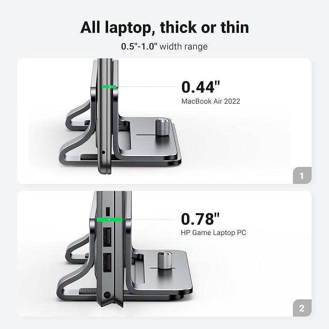 UGREEN Vertical Laptop Stand Holder for Desk Bundle, Gray and Silver