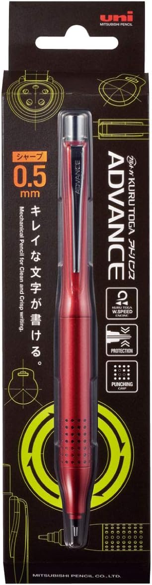 Uni Kurutoga Advance Upgrade Model 0.5mm Mechanical Pencil, Red Body (M510301P.15)