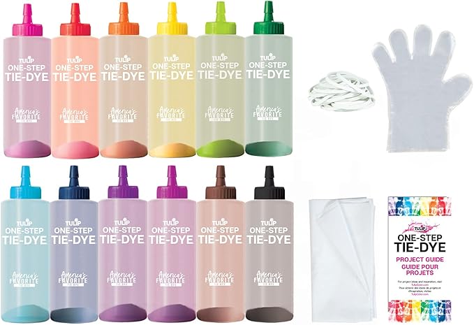 Tulip One-Step Tie-Dye Kit 12 Rainbow, Big 4oz Bottles Color Craze