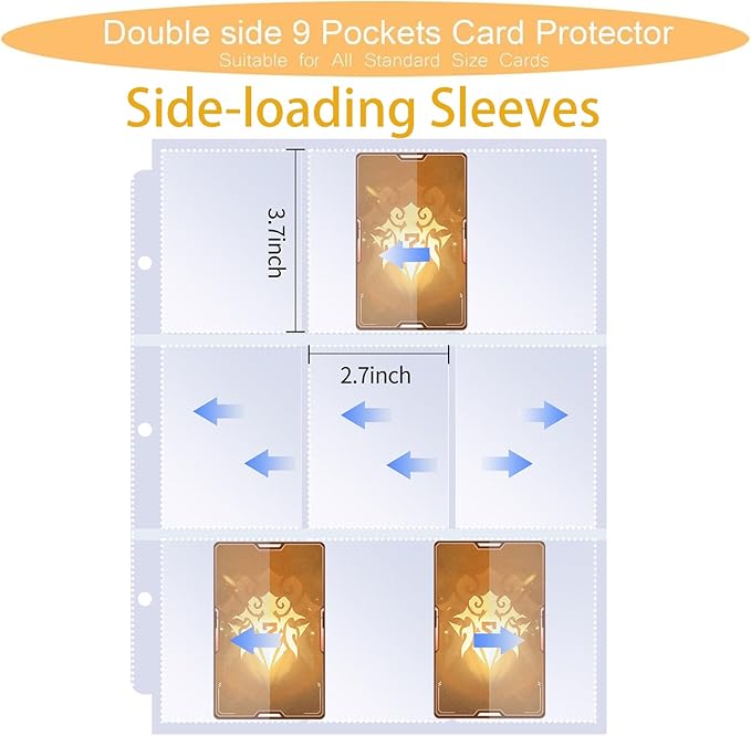 Trading Card Binder 9-Pocket Baseball Design Card Album with 50 Removable Sleeves, Holds 900 Cards, Sports & Game Collectible Card Holde