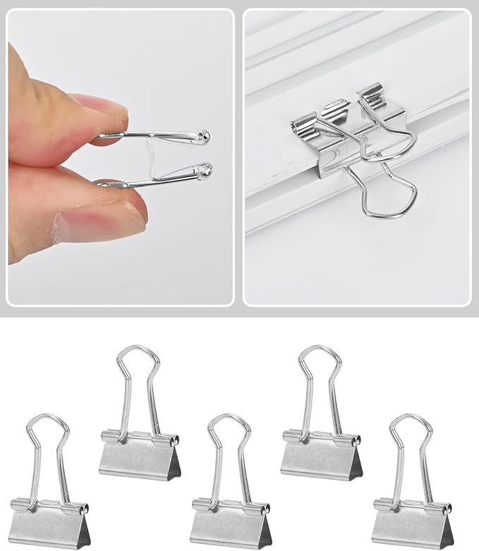 CUARUSUIKA Binder Clips Set,40Pack, 1 in Small Clip, Paper Clips for Office, Home, School, Crafts, Business(Silver)