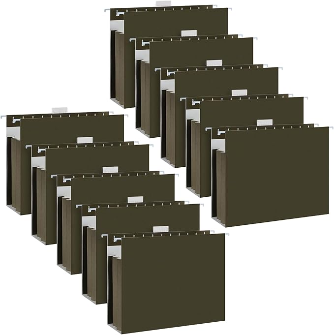 10 Pack Extra Capacity Hanging File Folders Letter Size with Tabs Reinforced Hanging Folders Expandable, Heavy Duty 3.5 Inch Expansion Designed for Bulky Files Medical Charts