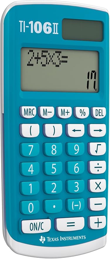 Texas TI-106 II Scientific School Calculator with 2 Line Display and 4 Basic Calculators - Blue