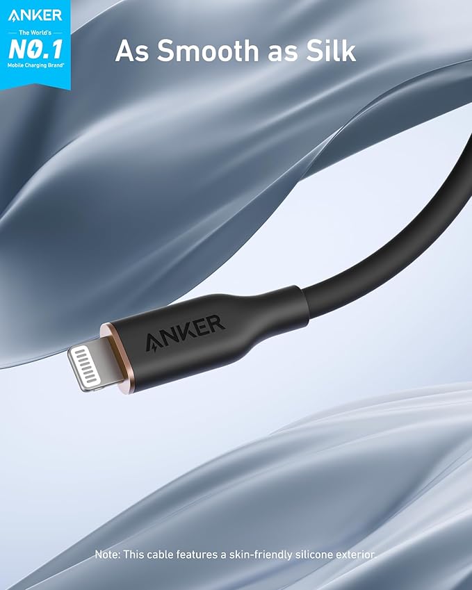 Anker Flow USB A to Lightning Cable, Durable Charging Cord for iPhone 14/13, AirPods, and More (Cord Organizer Included)(6FT, USB 2.0)