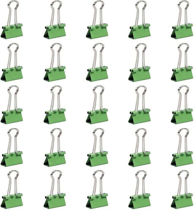 JAM PAPER Colorful Binder Clips - Small - 3/4 Inch (19 mm) - Green Binderclips - 25/Pack