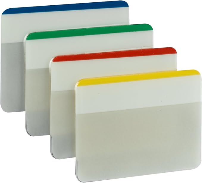 Post-it Tabs, 2 in, Lined, Assorted Primary Colors, 6 Tabs/Color, 4 Colors, 24 Tabs/Pack (686F-1) (Pack of 2)