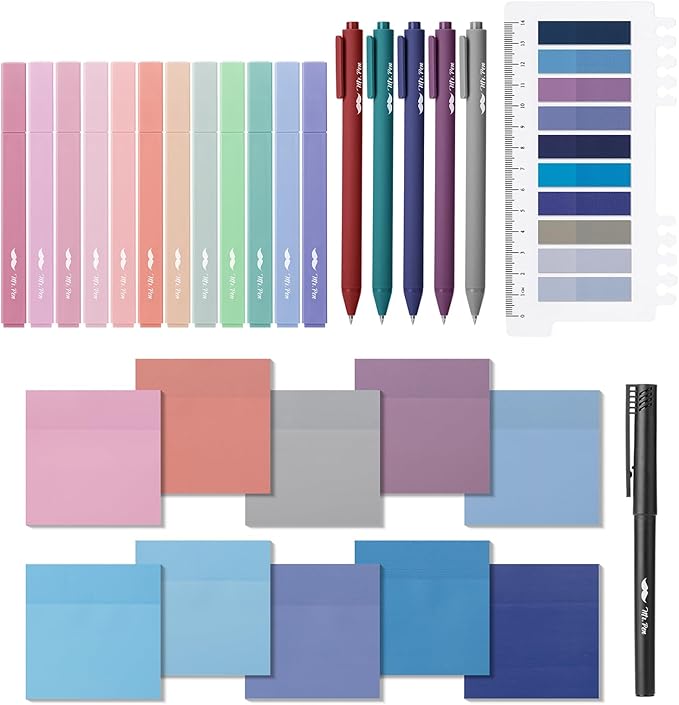 Mr. Pen- Aesthetic Book Annotation Kit, 38 pcs, Aesthetic Highlighters and Gel Pens, Transparent Sticky Notes, Transparent Sticky Tabs for Books, Highlighter Set, Annotation Sticky Notes for Books
