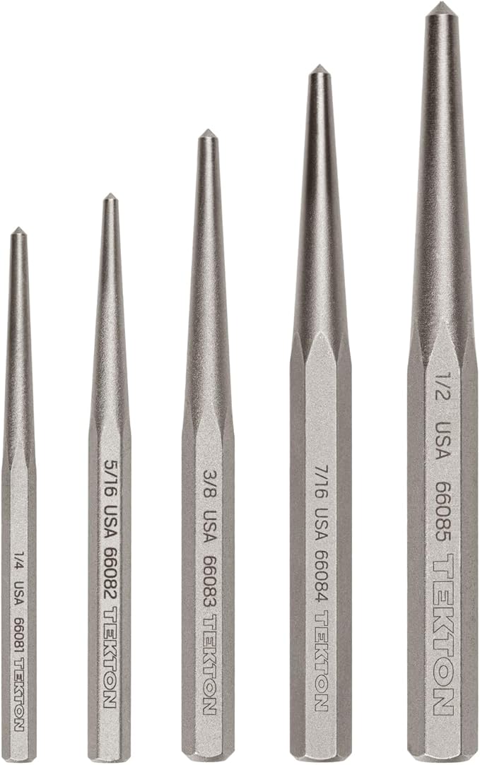 TEKTON Center Punch Set, 5-Piece (1/4-1/2 in.) | PNC95002 | Made in USA