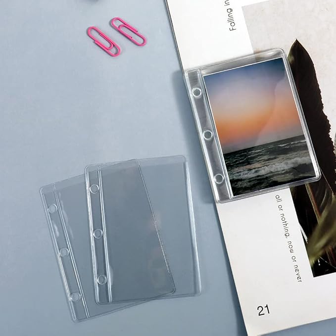 12 Pack Mini Size Clear Sheet Protectors 2.2 x 3.2 Inch Plastic Sleeves Page Protectors Top Loading Paper Protector for 3 Ring Binders, Acid-Free, Archival Safe for Documents and Photos