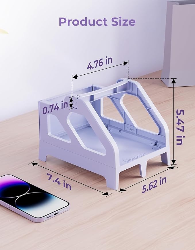 MUNBYN Label Holder for Rolls and Fan-Fold Labels, Thermal Sticker Roll Holder for Desktop Thermal Printer Shipping Supplies Industrial Paper, Purple