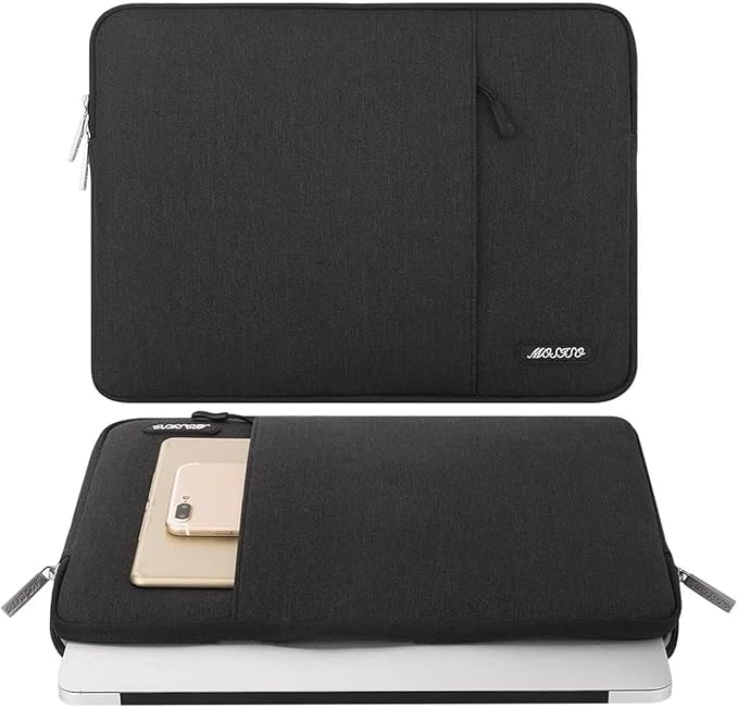 MOSISO Laptop Case 14 inch, 14 inch Laptop Sleeve Compatible with HP Lenovo Dell ASUS Acer, HP Stream, Dell Latitude, Lenovo IdeaPad, Polyester Vertical Computer Sleeve Bag with Pocket, Black