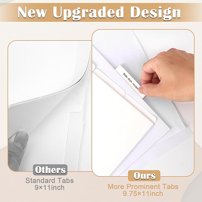 Recipe Dividers for 3 Ring Binder Set 9 3/4”×11” Black and Pre-Printed Recipe Binder Dividers Recipe Organizer Personalized Family Recipe Binder (24)
