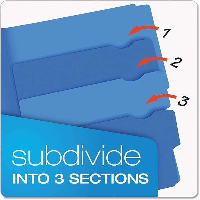 Pendaflex Divide It Up File Folders, Letter Size, Assorted Colors, 12/Pack (10773)