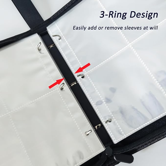 Card Binder 4 Pocket, 3-Ring 400 Pockets Zipper Card Holder Album with Removable 50 Sleeves, Card Folder Book for Trading Cards, MTG, TCG, Yugioh Cards, Sports Cards (Purple)