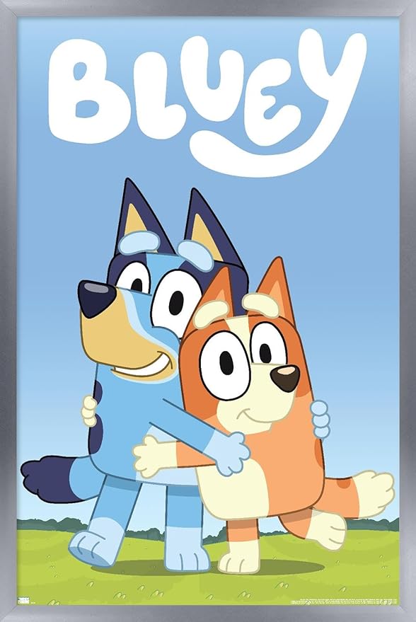 Bluey - Hug Wall Poster, 22.4L" x 14.7W", Silver Framed Version