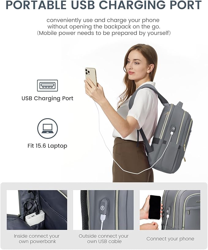 LOVEVOOK Laptop Backpack for Women, Slim Business Laptops Bag with Separate Computer Compartment Stylish Daypack for College Work Travel, Fits 15.6" Laptop
