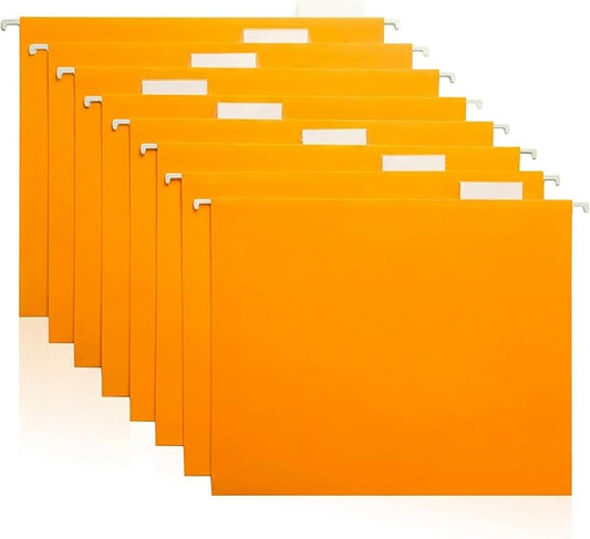 Orange Hanging File Folders – 8 Pack, Letter Size File Organization Folders for Home, Office, School & Filing Cabinets