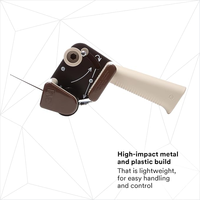 3M Scotch Low Noise Tape Dispenser H150 for Quiet or Recurrent Use, Pistol Grip Design, High-Impact Resistant, 2 in,Gray