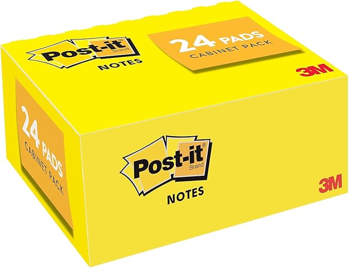 Post-it Mini Notes, 1.5 in x 2 in, 24 Pads, America's #1 Favorite Sticky Notes, Canary Yellow, Clean Removal, Recyclable (653-24VAD-B)