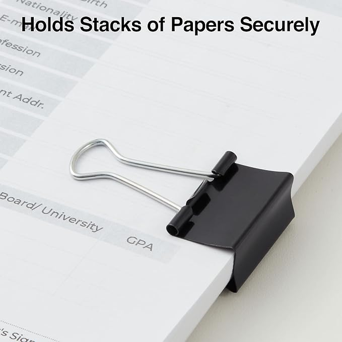 Staples Binder Paper Clips, 5/8 Inch Capacity, Medium, 24-Pack, Black