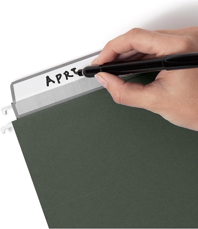 Smead Hanging File Folder with Erasable ProTab, 1/3-Cut Erasable Tabs, Adjustable Position, Letter Size, Green, 20 per Box, Eraser Included (64195)